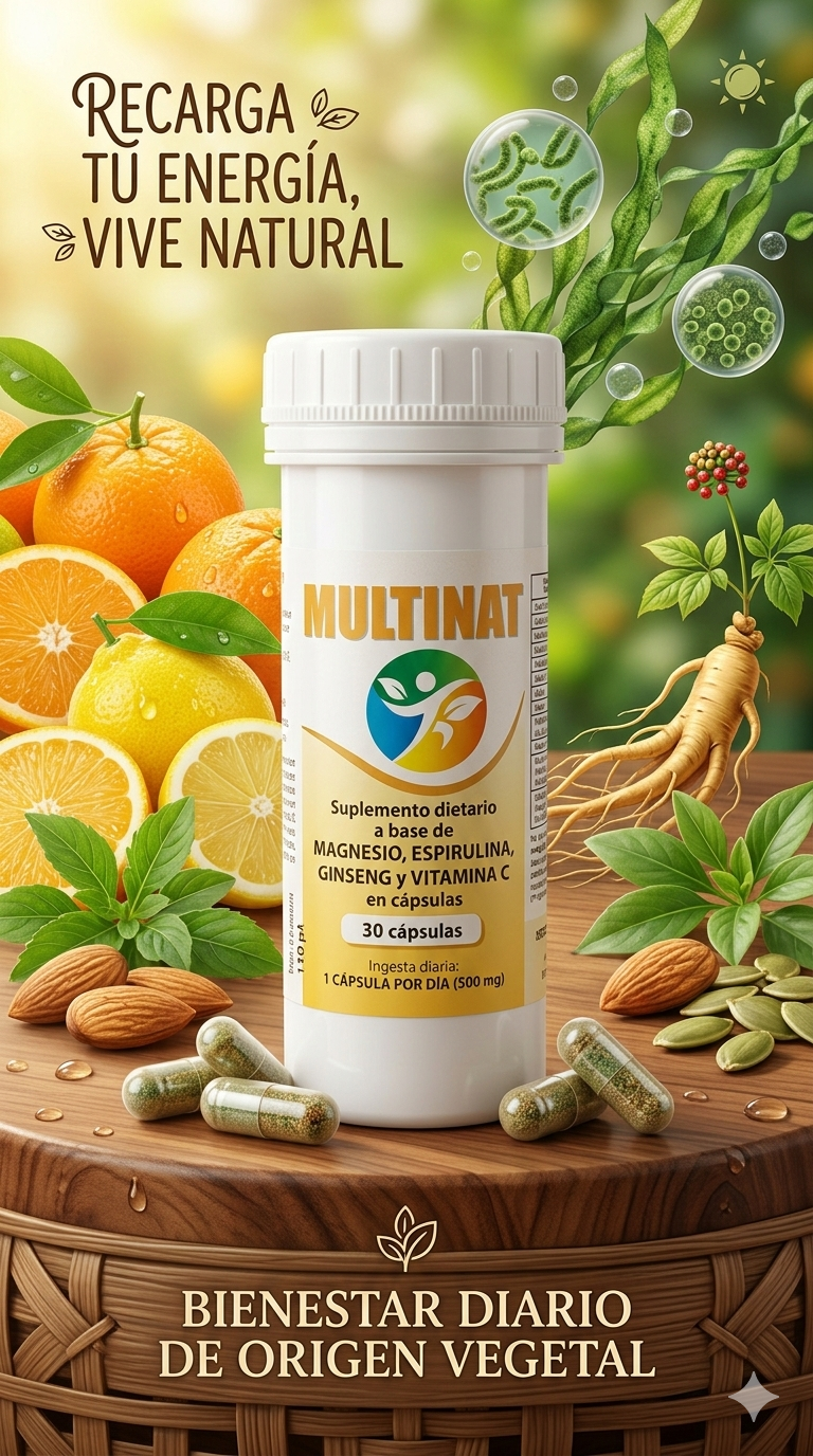 MULTINAT. (Magnesio+Espirulina+Ginseng+Vitamina C)